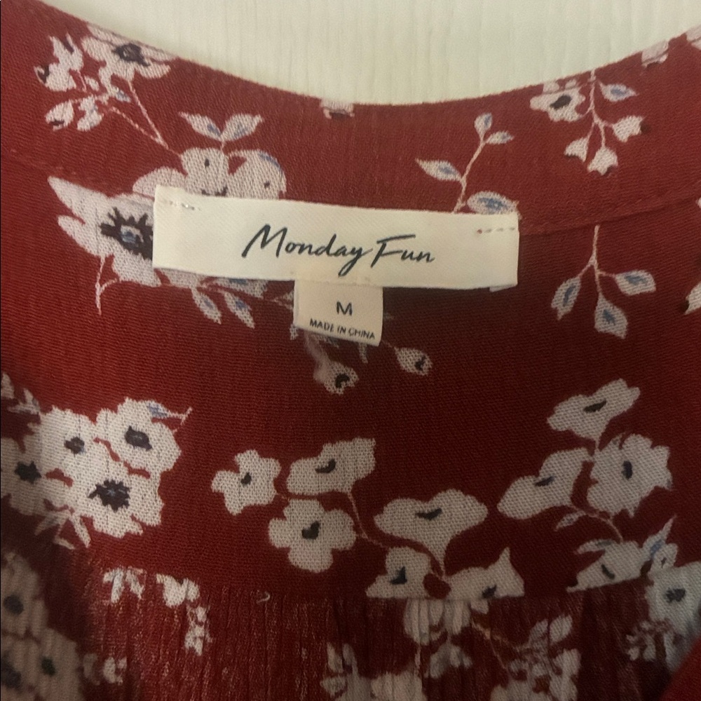 Floral Women's Top, Monday Fun, medium, rust and black - Picture 2 of 5
